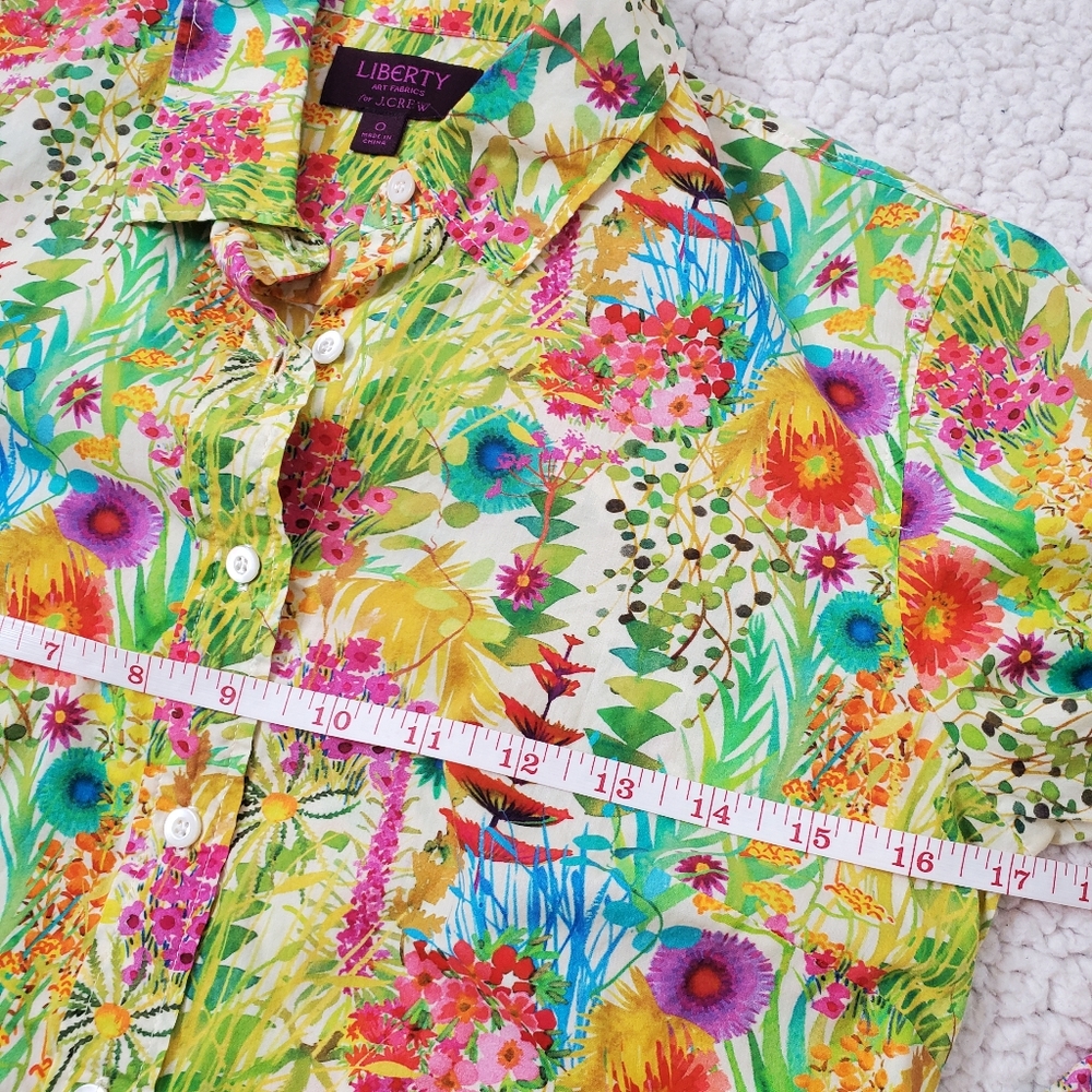 J.Crew Liberty Cotton Floral Button Down Size 0 Semi-Sheer - Picture 13 of 14